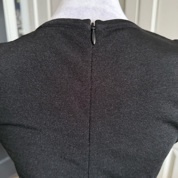 NWT Parker Black Fit and Flare Sweater Knit Dress with Fringe Hem Size M - Picture 5 of 10